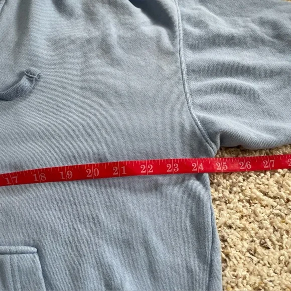 Aerie Soft Blue Knit Hoodie V-Neck Oversized - Picture 9 of 11